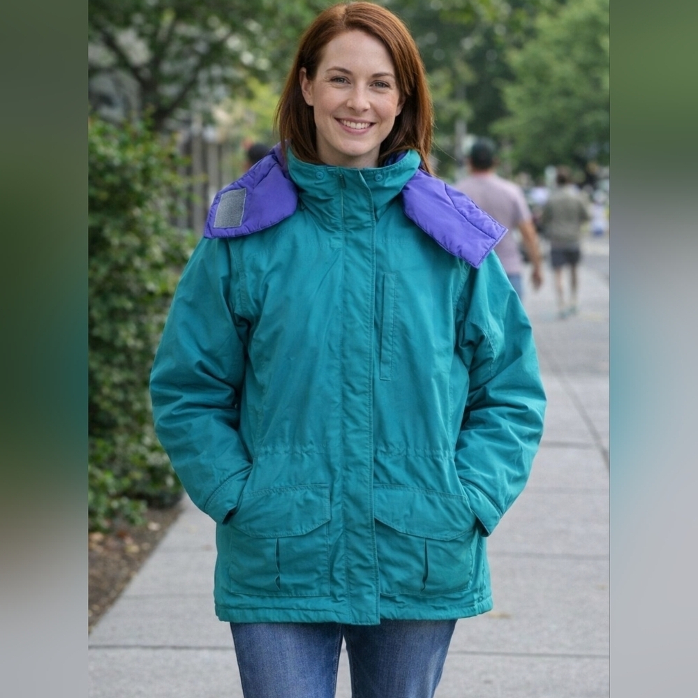 Columbia Sportswear Company Women's Sky Jacket 90's Medium Green Hooded Vintage